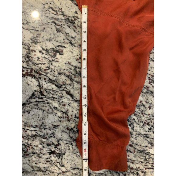 VTG Ellen Tracy Silk Blouse Size 6 Orange Long Sleeve - Picture 5 of 9